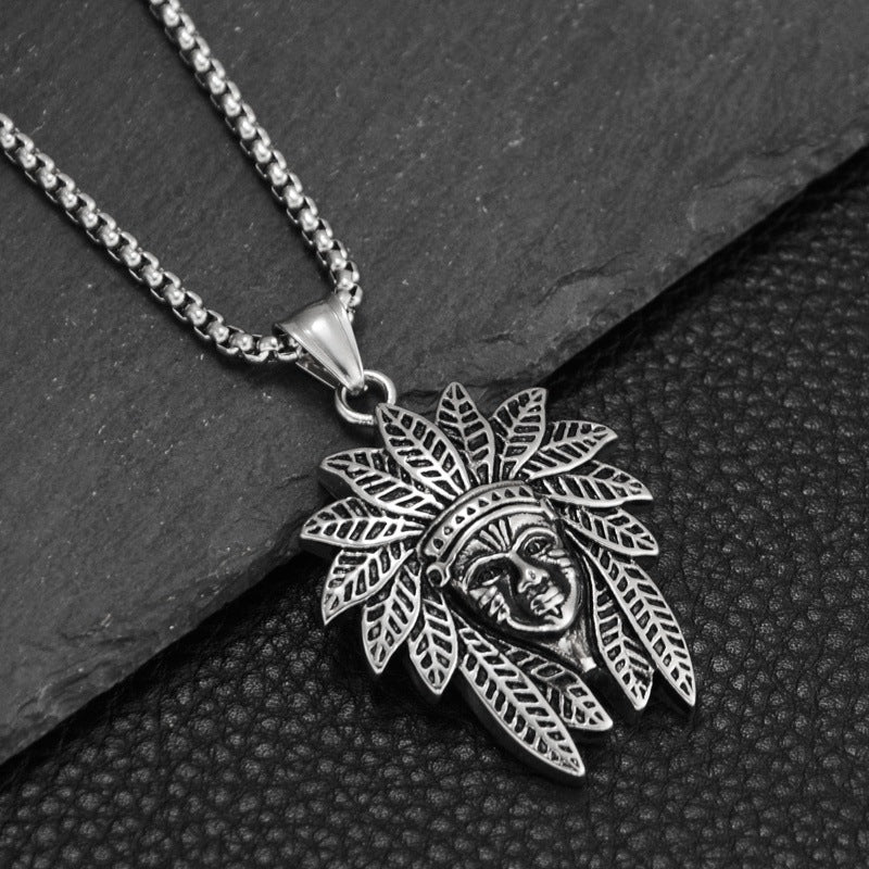 Titanium Steel Indian Necklace with Pendant