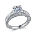 Zircon Ring, Platinum-Plated Band, European Jewelry