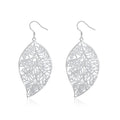 Silver Hollow Leaf Earrings