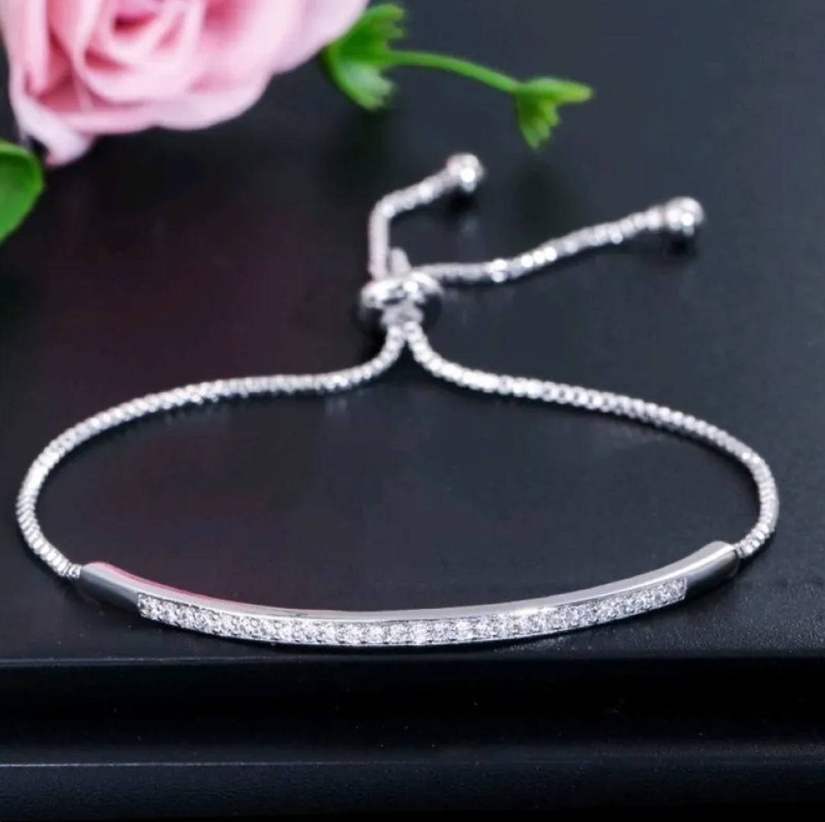 Zircon & Diamond Curved Bracelet