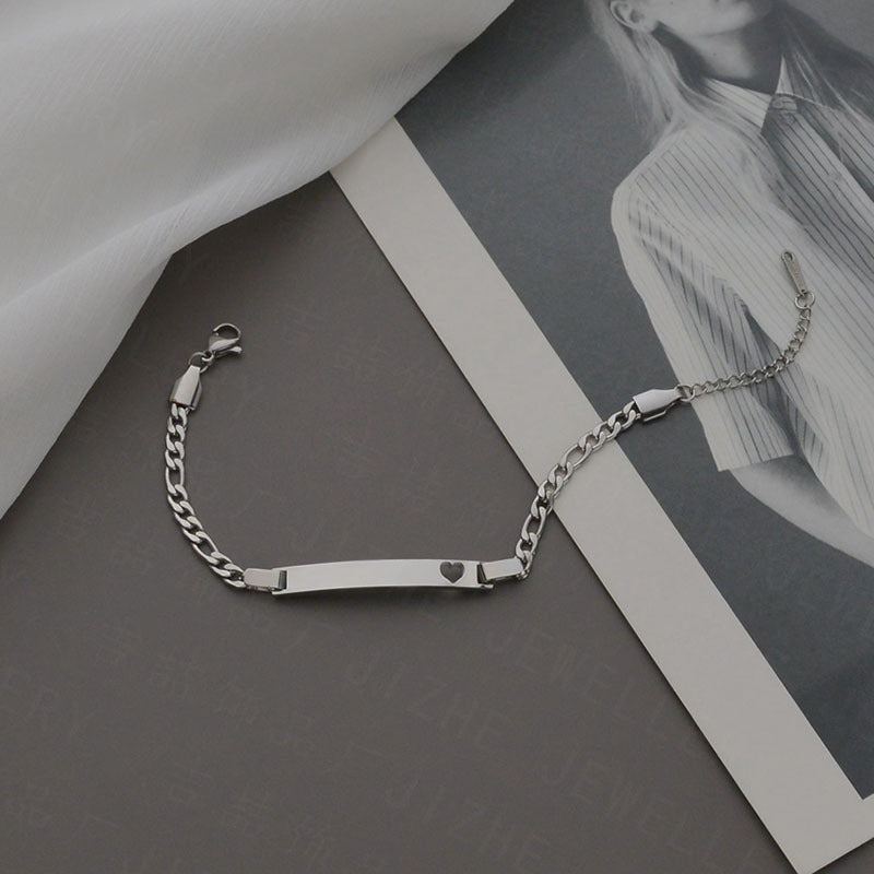 Hollow Heart Curved Stainless Steel Bracelet