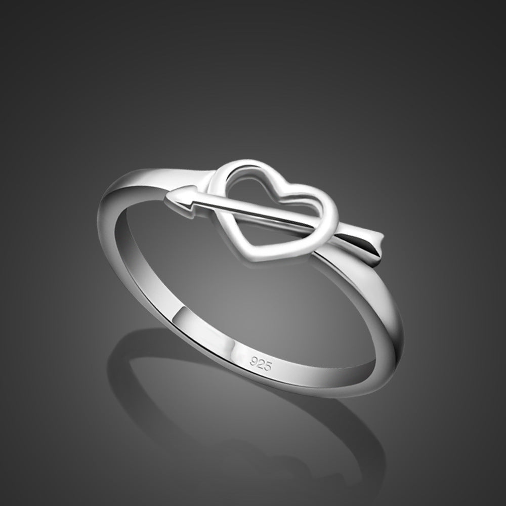 Korean Heart Ring for Women - Platinum Plated Cupid Arrow