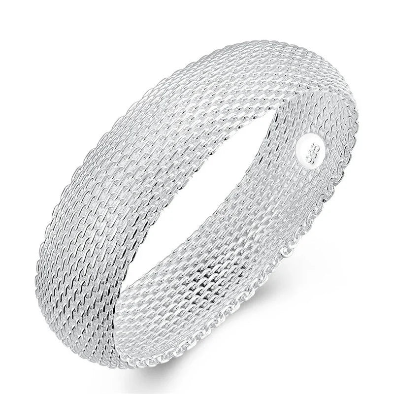 Korean Style Silver Bracelet - 925 Silver Fashion Bangle