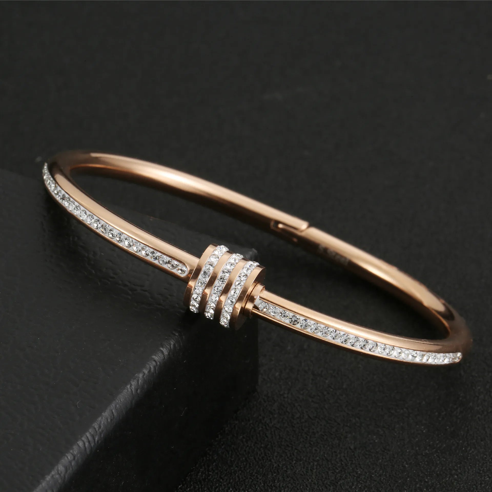 Diamond-Studded Titanium Steel Bracelet
