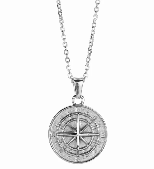 Titanium Steel Compass Pendant Necklace