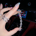 Sparkling Star Bracelet, Chunky 925 Silver Bangle