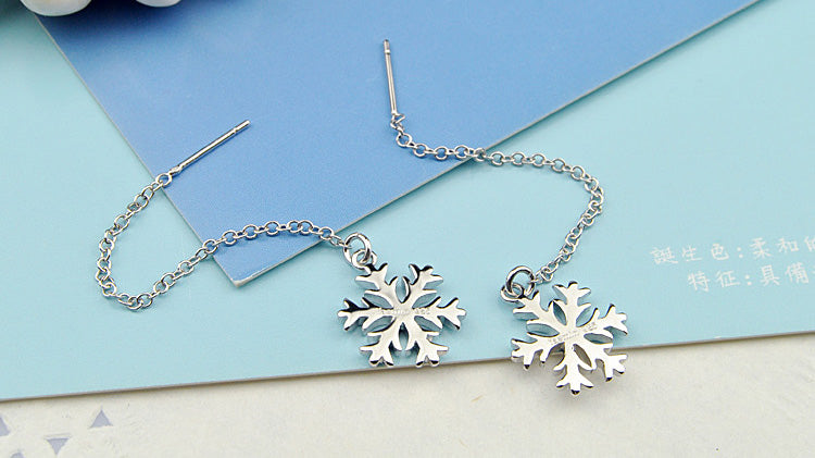 Minimalist Snowflake Earrings with Silver Pendant