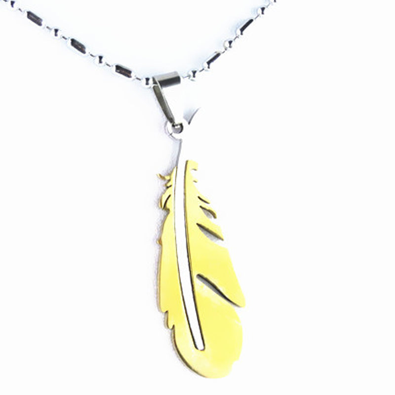 Vintage Feather Titanium Steel Pendant for Couples