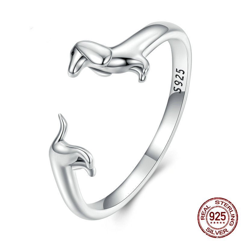 Simple Sterling Silver Dachshund Ring