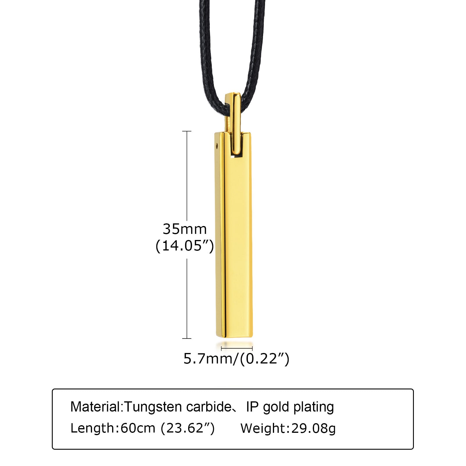 Minimalist Men's Tungsten Steel Pendant Necklace PN-703