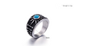 Vintage Pattern Blue Turquoise Men's Titanium Ring