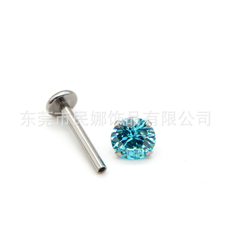 5mm Titanium Steel Earrings with Small Diamonds