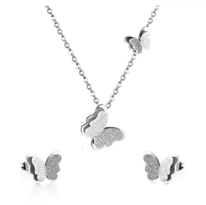 Butterfly Necklace and Earring Set in 316L Stainless Steel