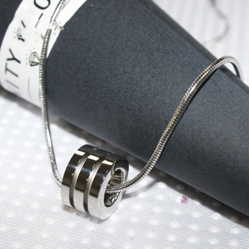 Minimalist Titanium Steel Necklace with Circle Pendant
