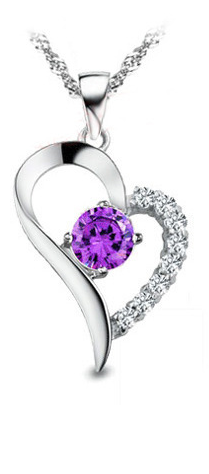 Korean Sterling Silver Necklace with Zircon Pendant
