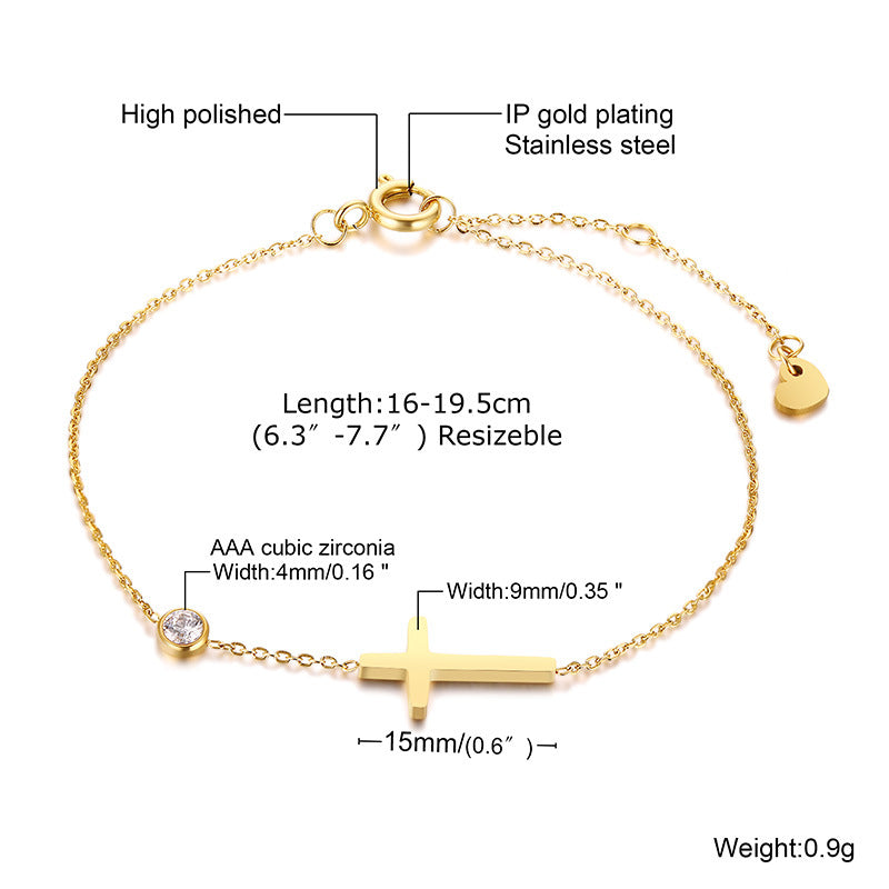 Colorful Zircon Geometric Gold Stainless Steel Bracelet