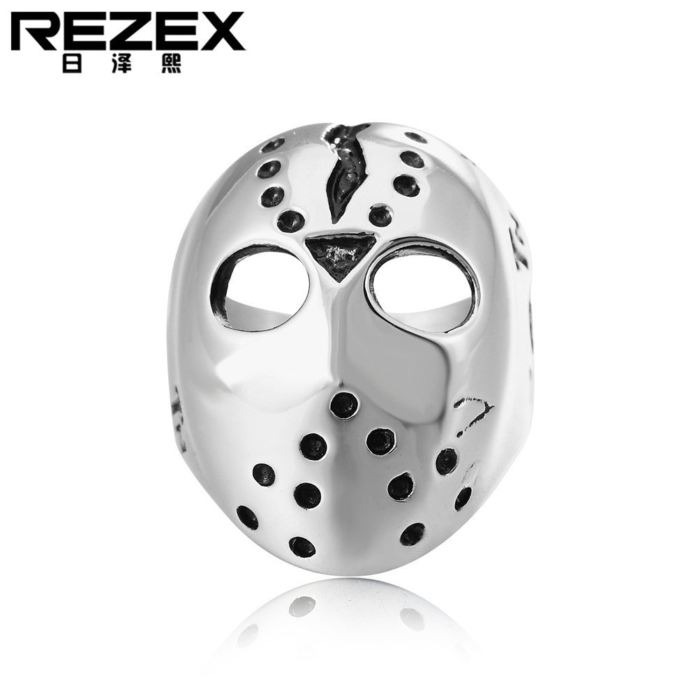 R0004-NK01 Punk Style Jason Mask Titanium Ring for Men