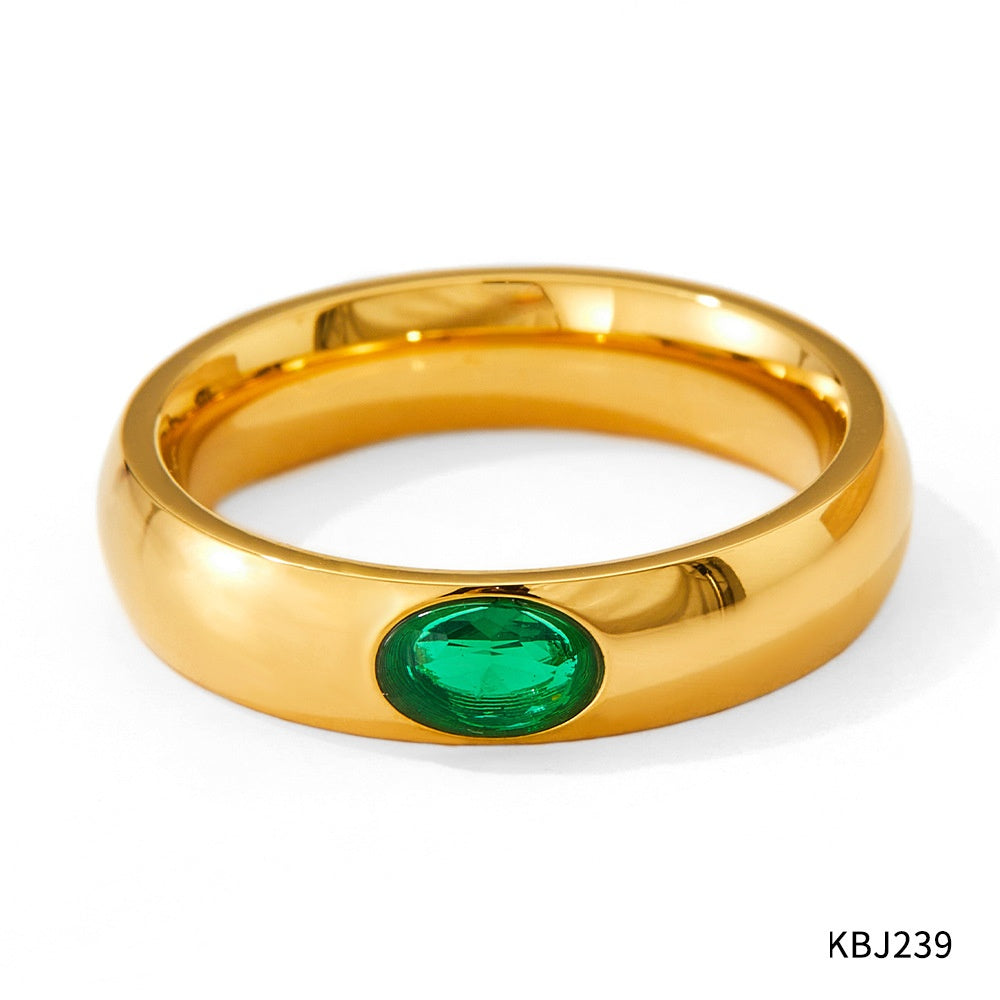 Glossy Vintage Ring with Micro-inlaid Zircon Stones