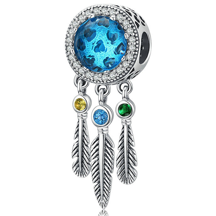 Silver Dreamcatcher with Beads and Star Charms Set