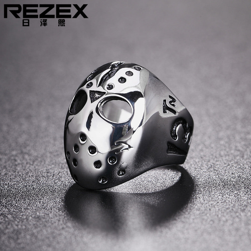 R0004-NK01 Punk Style Jason Mask Titanium Ring for Men