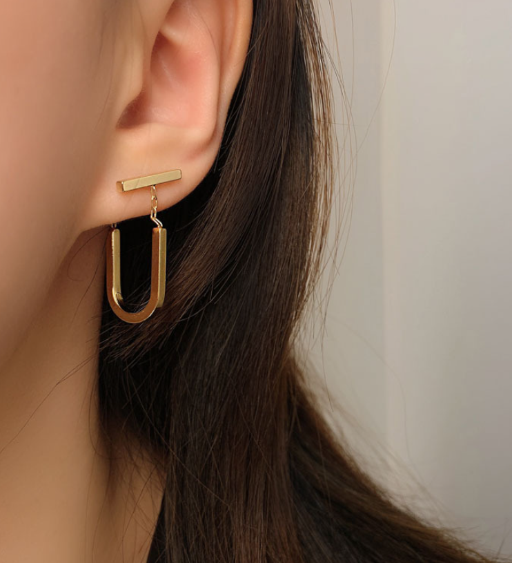 U-Shaped Gold Ear Studs