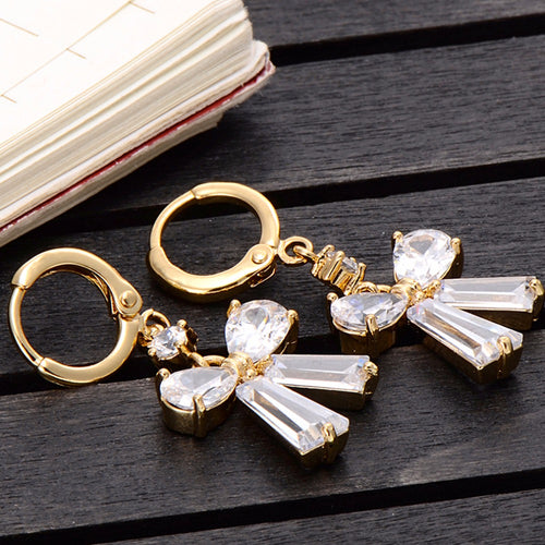 18K Gold/Platinum Plated Bowknot Zircon Earrings