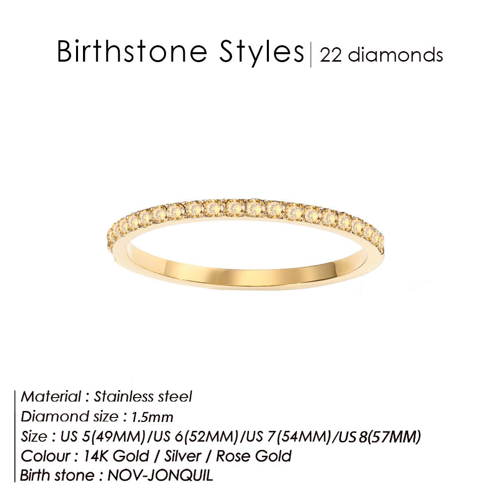 Colorful Rhinestone Stainless Steel Ring