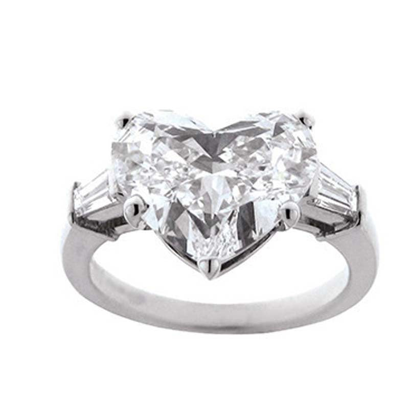 JZ055 Platinum Plated Heart Shaped Engagement Ring