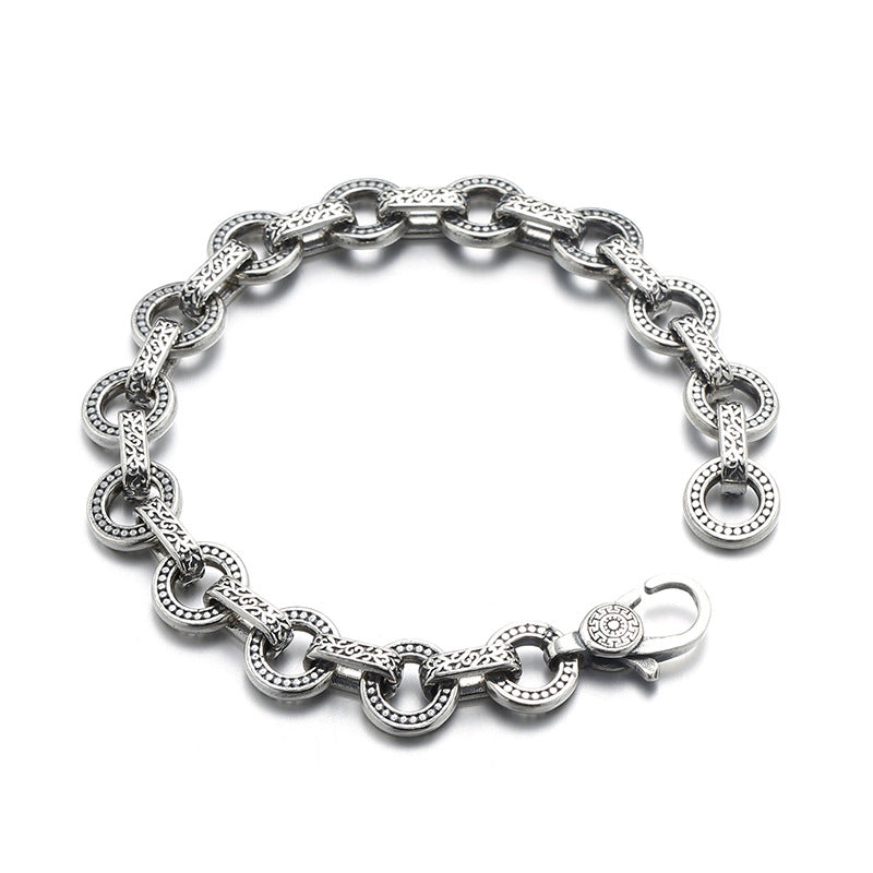 Antique Sterling Silver Jewelry Ring Buckle Bracelet