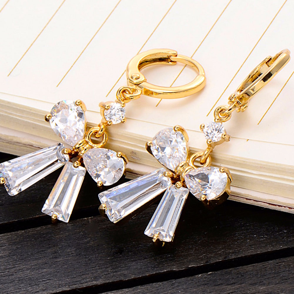 18K Gold/Platinum Plated Bowknot Zircon Earrings