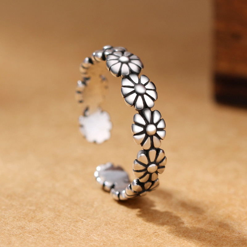 Vintage Sunflower Flower Ring
