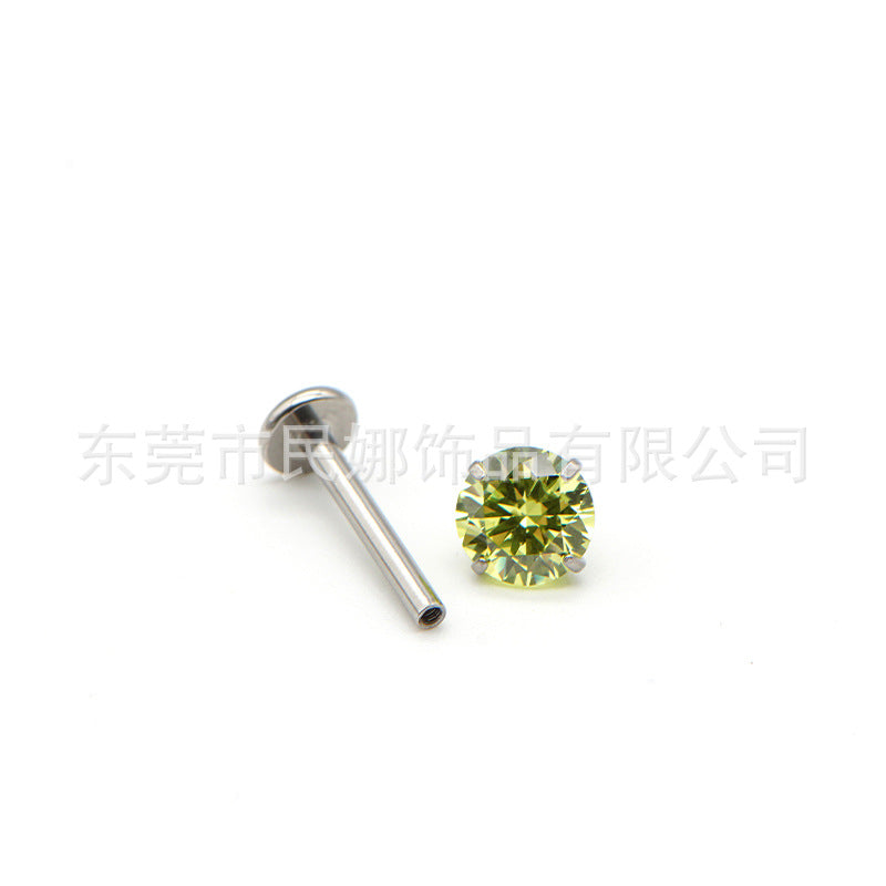 5mm Titanium Steel Earrings with Small Diamonds