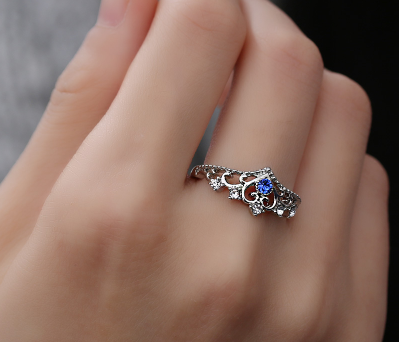 Crown Ring with Diamonds - Vintage Style Ring