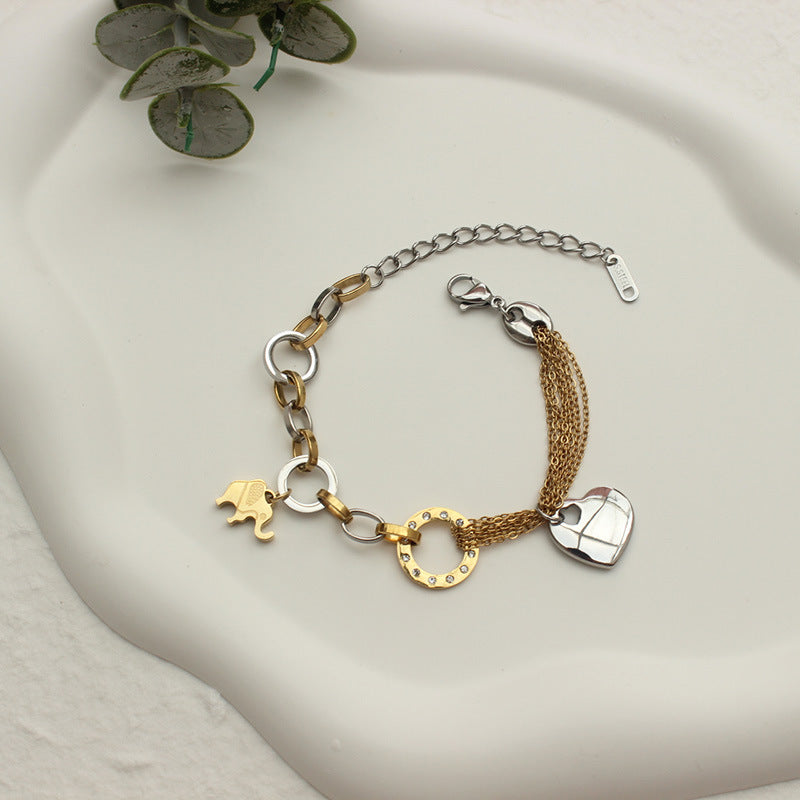European Style Titanium Bracelet with Elephant Design