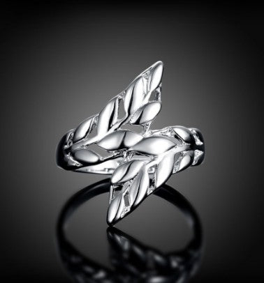 Silver Feather Leaf Ring