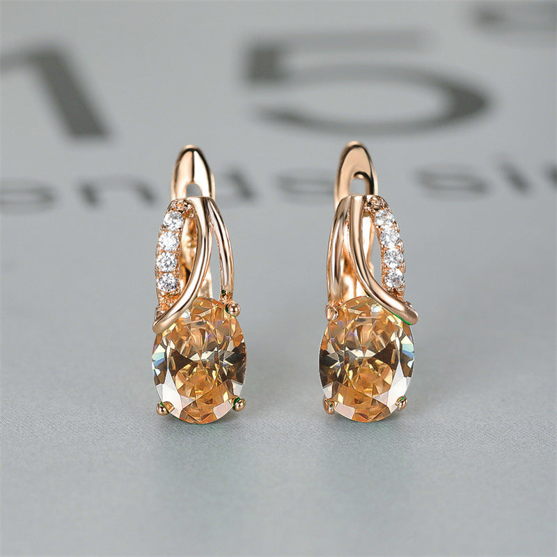 Vintage Oval Cut Zircon Earrings for Bridesmaids