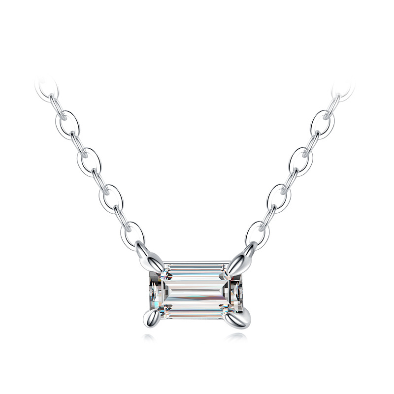 Silver Cuboidal Zircon Necklace