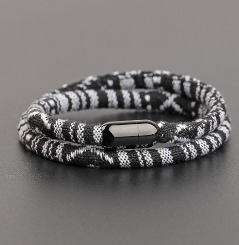 Men's Stainless Steel Bracelet with Carrying Strap