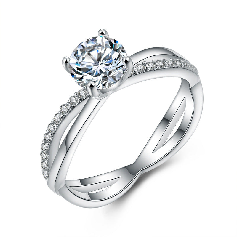 Platinum Plated Wedding and Engagement Ring Set