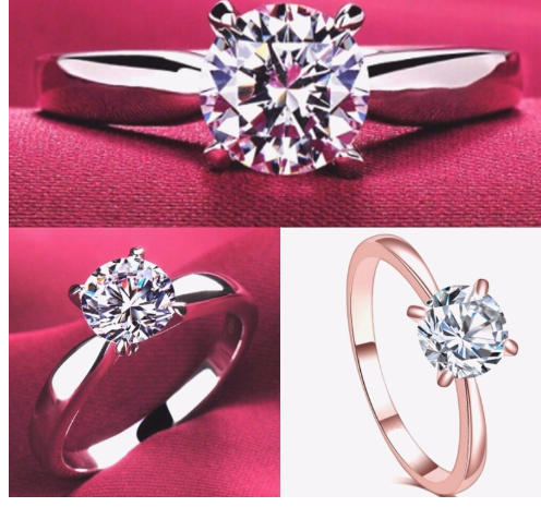 Round Cut Zircon Platinum Ring