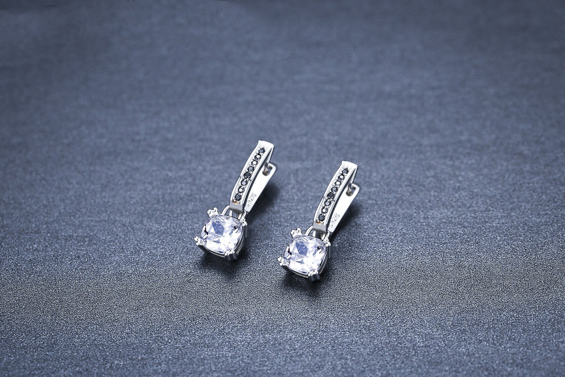 Inlaid Copper-plated Square Zircon Earrings