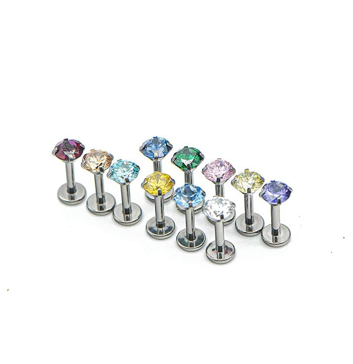 5mm Titanium Steel Earrings with Small Diamonds