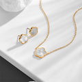 Titanium Steel Five-Petal Flower Necklace and Earring Set