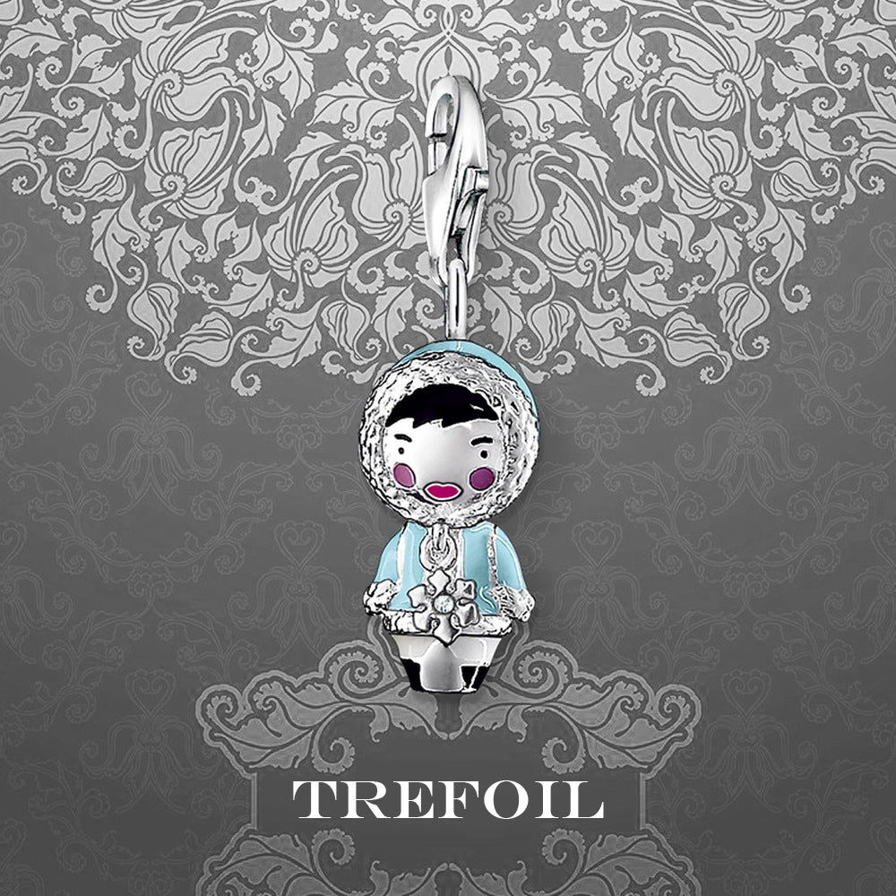 Charming Eskimo Doll Pendant in 925 Silver Jewelry