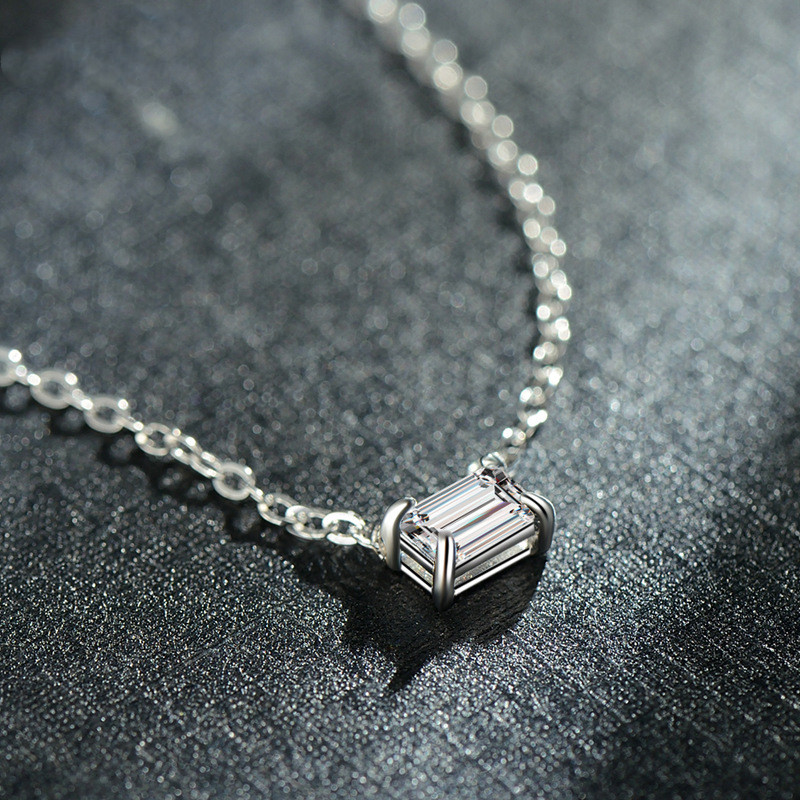 Silver Cuboidal Zircon Necklace