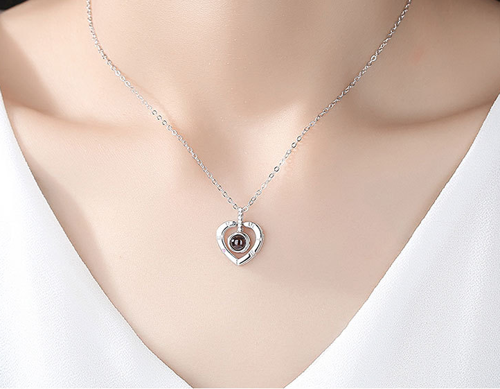 S925 Silver Pendant Necklace in 100 Languages