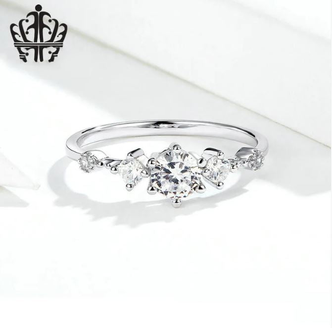 Zircon Platinum-Plated Ring, European And American Fashion