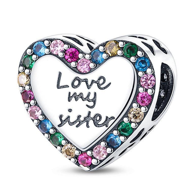 925 Silver Plated Copper Bead Angel Heart Charms