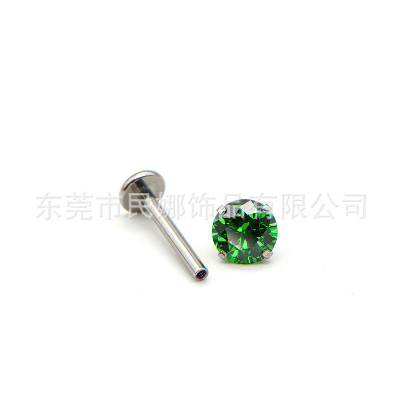 5mm Titanium Steel Earrings with Small Diamonds