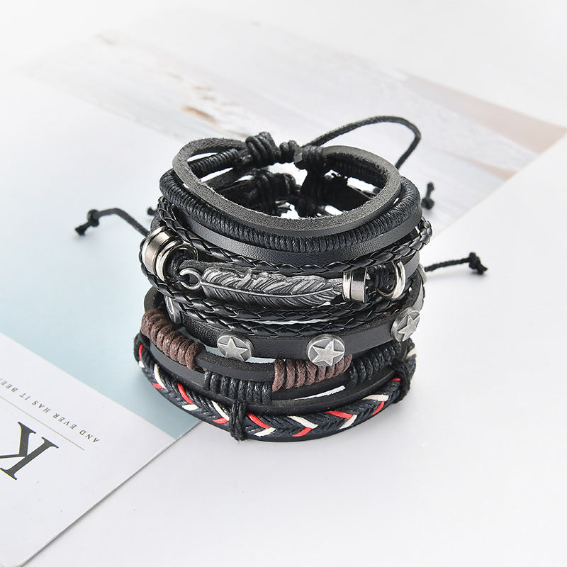 Vintage Multi-layer Leather Punk Bracelet with Charms